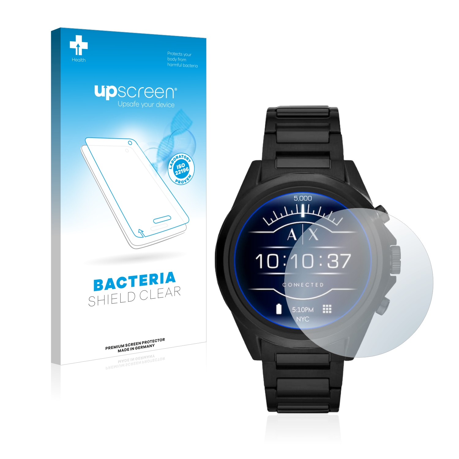 upscreen Bacteria Shield Clear Premium Protection d ecran antibacterien pour Emporio Armani Exchange Smartwatch AXT2002 protectionfilms24