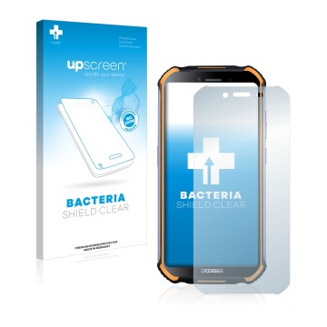 Face avant d’un emballage produit avec le logo de la marque upscreen. À côté, l’appareil Doogee S40 est représenté avec la pro