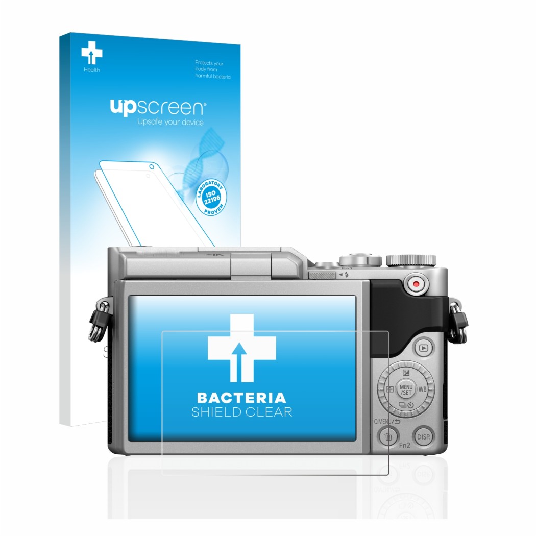 Front side of a product packaging with the brand logo upscreen. Next to it is the device Panasonic Lumix DC-GX880 shown with t