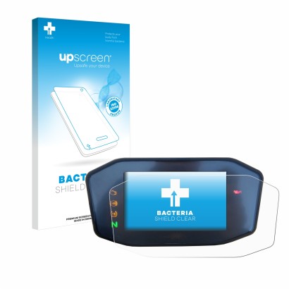 Vorderseite einer Produktverpackung mit dem Markenlogo upscreen. Daneben ist das Gerät KTM 890 Duke R 2020 TFT Screen mit dem 