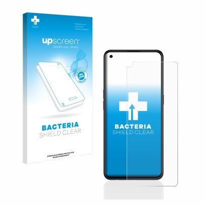 Parte frontale di una confezione del prodotto con il logo del marchio upscreen. Accanto è raffigurato il dispositivo Oppo Find