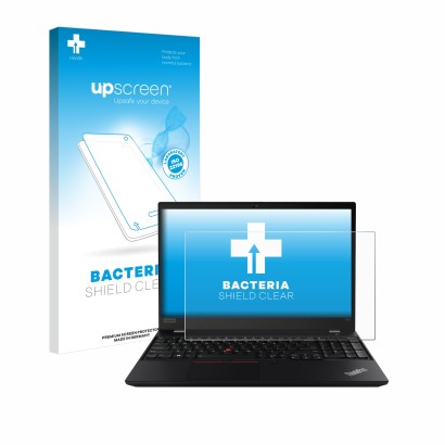 Face avant d’un emballage produit avec le logo de la marque upscreen. À côté, l’appareil Lenovo ThinkPad P14s est représenté a