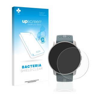 Vorderseite einer Produktverpackung mit dem Markenlogo upscreen. Daneben ist das Gerät Suunto 9 Peak mit dem zugehörigen Displ