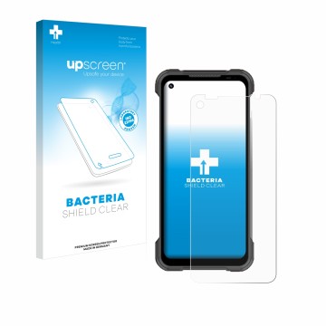Face avant d’un emballage produit avec le logo de la marque upscreen. À côté, l’appareil Doogee S97 Pro est représenté avec la