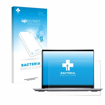 Face avant d’un emballage produit avec le logo de la marque upscreen. À côté, l’appareil Framework Laptop 13 est représenté av