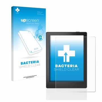 Vorderseite einer Produktverpackung mit dem Markenlogo upscreen. Daneben ist das Gerät Boox Poke 5 mit dem zugehörigen Display