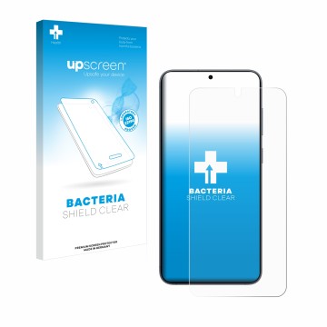 Vorderseite einer Produktverpackung mit dem Markenlogo upscreen. Daneben ist das Gerät Samsung Galaxy S25 mit dem zugehörigen 