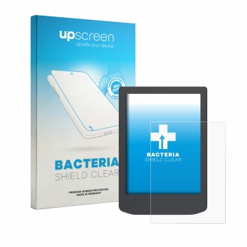 Parte frontale di una confezione del prodotto con il logo del marchio upscreen. Accanto è raffigurato il dispositivo PocketBoo