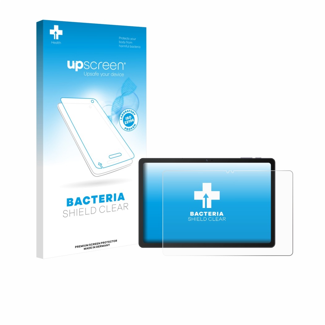 Front side of a product packaging with the brand logo upscreen. Next to it is the device VALE Tablet V11E LTE shown with the c