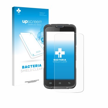 Face avant d’un emballage produit avec le logo de la marque upscreen. À côté, l’appareil Unitech EA602 est représenté avec la 