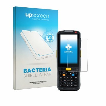 Face avant d’un emballage produit avec le logo de la marque upscreen. À côté, l’appareil Newland PT60 Narvalo est représenté a