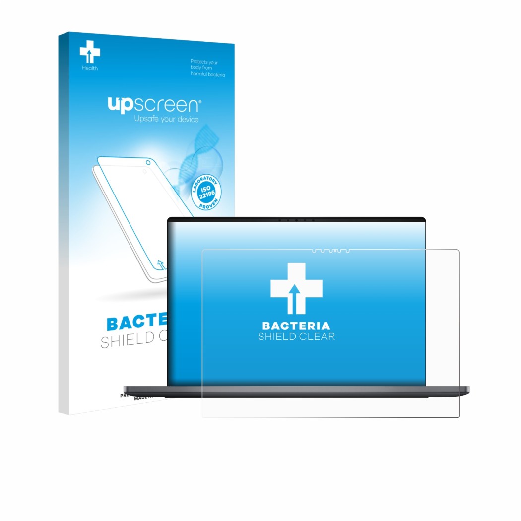 Face avant d’un emballage produit avec le logo de la marque upscreen. À côté, l’appareil Dell XPS 14 DA14260 est représenté av