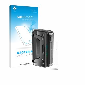 Front side of a product packaging with the brand logo upscreen. Next to it is the device GeekVape Aegis Legend 5 shown with th