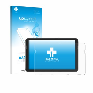 Vorderseite einer Produktverpackung mit dem Markenlogo upscreen. Daneben ist das Gerät Zebra ET401 10.1