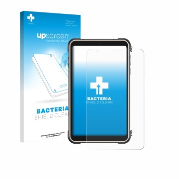 Face avant d’un emballage produit avec le logo de la marque upscreen. À côté, l’appareil Ulefone RugKing Pad Pro est représent