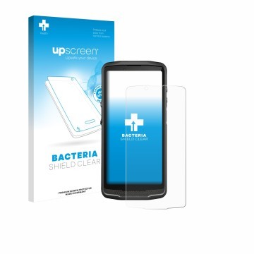 Parte frontale di una confezione del prodotto con il logo del marchio upscreen. Accanto è raffigurato il dispositivo Crosscall