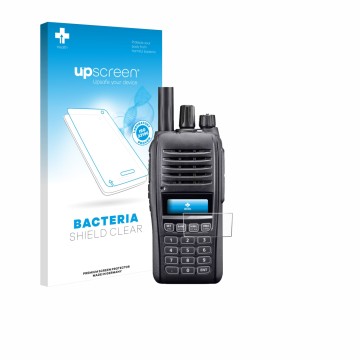 Face avant d’un emballage produit avec le logo de la marque upscreen. À côté, l’appareil Icom IC-T10 est représenté avec la pr
