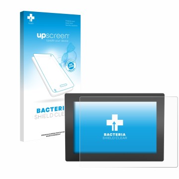 Vorderseite einer Produktverpackung mit dem Markenlogo upscreen. Daneben ist das Gerät WAGO Web Panel 400 mit dem zugehörigen 