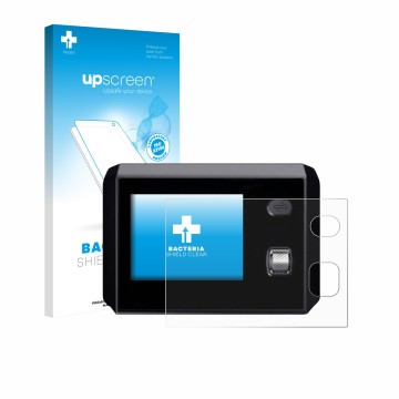 Parte frontale di una confezione del prodotto con il logo del marchio upscreen. Accanto è raffigurato il dispositivo SkyRC MC5