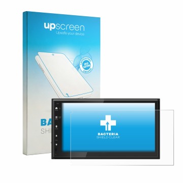 Vorderseite einer Produktverpackung mit dem Markenlogo upscreen. Daneben ist das Gerät Kenwood DMX5023DAB mit dem zugehörigen 