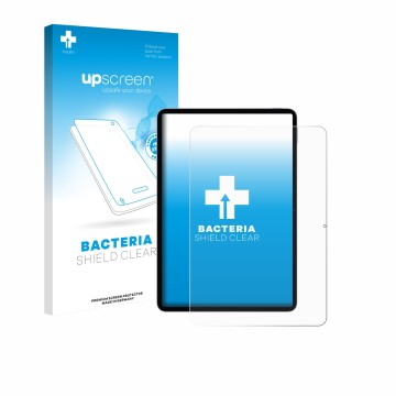 Face avant d’un emballage produit avec le logo de la marque upscreen. À côté, l’appareil Xiaomi Pad 8 est représenté avec la p