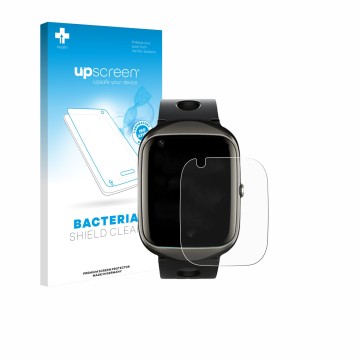 Vorderseite einer Produktverpackung mit dem Markenlogo upscreen. Daneben ist das Gerät ABUBU SmartWatch PBL2 mit dem zugehörig