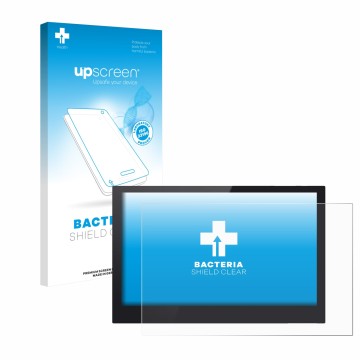 Parte frontal de un envase de producto con el logotipo de la marca upscreen. Al lado se muestra el dispositivo Bigtreetech TFT