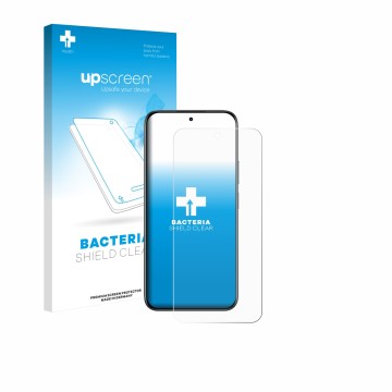 Face avant d’un emballage produit avec le logo de la marque upscreen. À côté, l’appareil realme C85 5G est représenté avec la 