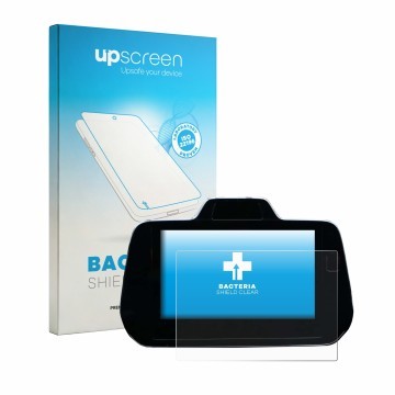 Parte frontal de un envase de producto con el logotipo de la marca upscreen. Al lado se muestra el dispositivo Suzuki S-Cross 