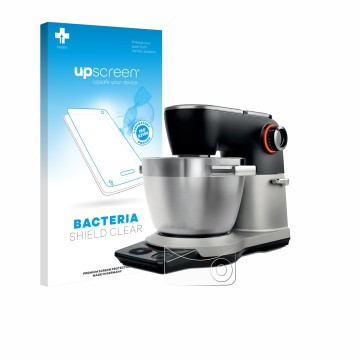 Parte frontale di una confezione del prodotto con il logo del marchio upscreen. Accanto è raffigurato il dispositivo Bosch MUM