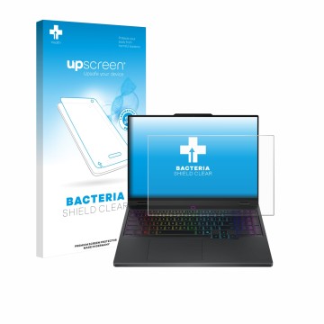 Face avant d’un emballage produit avec le logo de la marque upscreen. À côté, l’appareil Lenovo Legion 5 15IRX10 PF9XB5828034 