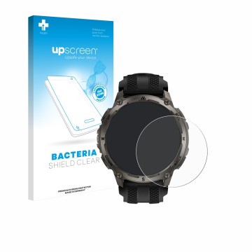 Parte frontale di una confezione del prodotto con il logo del marchio upscreen. Accanto è raffigurato il dispositivo Kospet Ta