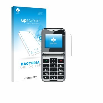 Parte frontale di una confezione del prodotto con il logo del marchio upscreen. Accanto è raffigurato il dispositivo bea-fon F
