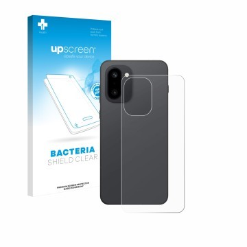 Face avant d’un emballage produit avec le logo de la marque upscreen. À côté, l’appareil OnePlus 15R (Arrière) est représenté 