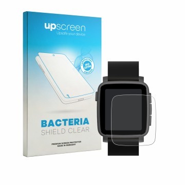 Front side of a product packaging with the brand logo upscreen. Next to it is the device Pebble Time 2 2026 shown with the cor