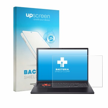 Vorderseite einer Produktverpackung mit dem Markenlogo upscreen. Daneben ist das Gerät Acer Nitro Lite 16 NL16-71G mit dem zug