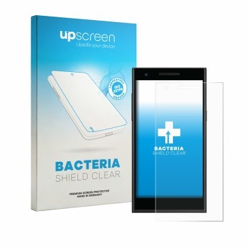 Parte frontal de un envase de producto con el logotipo de la marca upscreen. Al lado se muestra el dispositivo Philips S396 co