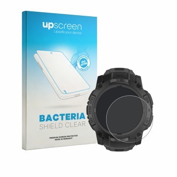 Front side of a product packaging with the brand logo upscreen. Next to it is the device Garmin Instinct 3 Tactical Edition (5