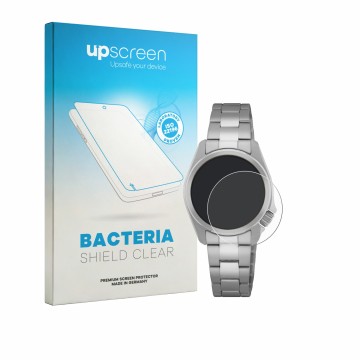 Face avant d’un emballage produit avec le logo de la marque upscreen. À côté, l’appareil Seiko 5 Sports SRE003K1 (28 mm) est r