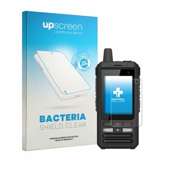 Parte frontale di una confezione del prodotto con il logo del marchio upscreen. Accanto è raffigurato il dispositivo Uniwa F80