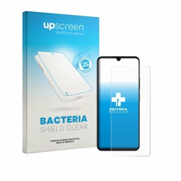 Parte frontal de un envase de producto con el logotipo de la marca upscreen. Al lado se muestra el dispositivo Xiaomi Redmi 14