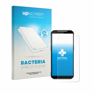 Face avant d’un emballage produit avec le logo de la marque upscreen. À côté, l’appareil Point Mobile MF52 est représenté avec