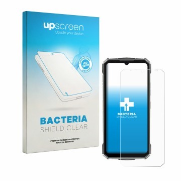 Front side of a product packaging with the brand logo upscreen. Next to it is the device Doogee Fire 7 Ultra shown with the co