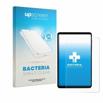 Face avant d’un emballage produit avec le logo de la marque upscreen. À côté, l’appareil BNCF BPad T1 est représenté avec la p