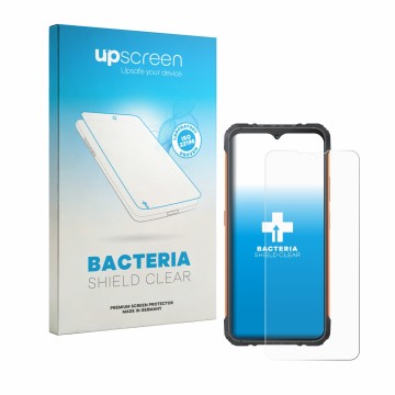 Vorderseite einer Produktverpackung mit dem Markenlogo upscreen. Daneben ist das Gerät Cubot KingKong Ace 5 mit dem zugehörige