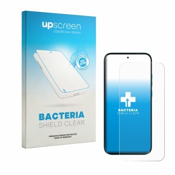 Face avant d’un emballage produit avec le logo de la marque upscreen. À côté, l’appareil Motorola Moto G87 est représenté avec