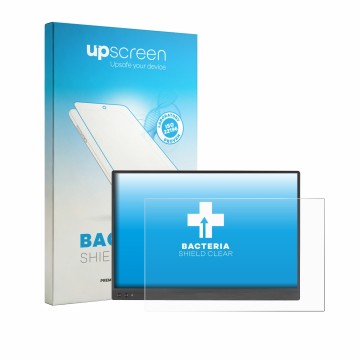Parte frontale di una confezione del prodotto con il logo del marchio upscreen. Accanto è raffigurato il dispositivo ASUS ZenS