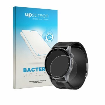 Parte frontal de un envase de producto con el logotipo de la marca upscreen. Al lado se muestra el dispositivo Knauermann Pro 