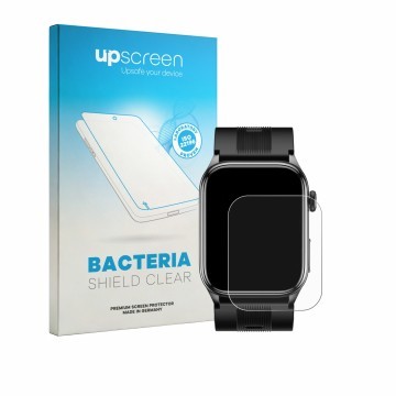 Parte frontal de un envase de producto con el logotipo de la marca upscreen. Al lado se muestra el dispositivo Knauermann Pro 