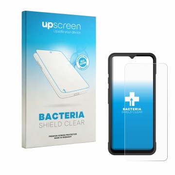 Face avant d’un emballage produit avec le logo de la marque upscreen. À côté, l’appareil iMin Swift 1 Pro est représenté avec 